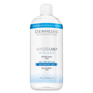 Dermedic Hydrain³ Micellás víz H²O a szem és az arc érzékeny területeinek mindennapos tisztítására 500 ml